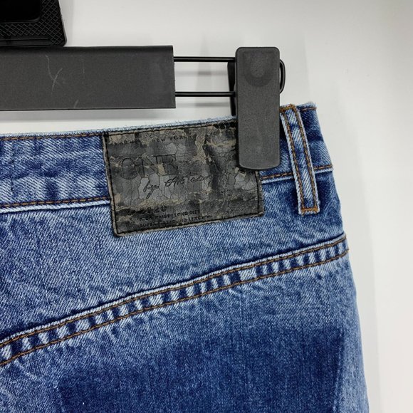 One Teaspoon Denim Skirt Blue Button Fly Pencil Fray High Waist - Picture 9 of 13